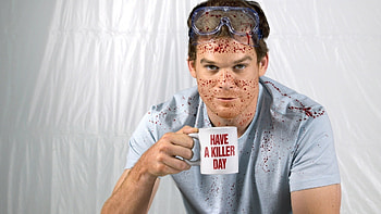 Preview dexter, cup, spray, blood, actor, michael hall HD wallpaper