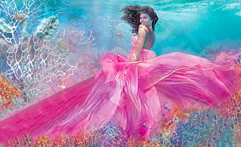 Pink Beauty, flowing, art, girl, beautiful, woman, pink, digital, fantasy, pretty, underwater, gown HD wallpaper