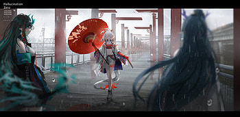 Rain by HzW3, Arknights, Dusk (Arknights), Nian (Arknights), video game, girl HD wallpaper