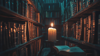 : Enchanted Library with Candlelight in Dark Academia, dark academia, library, candle HD wallpaper