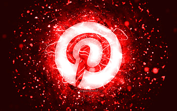 Pinterest red logo, , red neon lights, creative, red abstract background, Pinterest logo, social network, Pinterest HD wallpaper