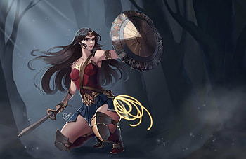 Wonder Woman Defending, wonder-woman, superheroes, artwork, digital-art, artstation HD wallpaper