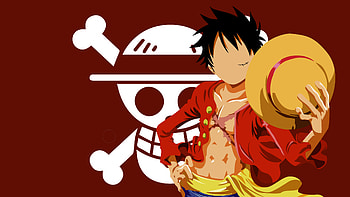 Monkey D. Luffy, Red background, Minimal art, Anime HD wallpaper