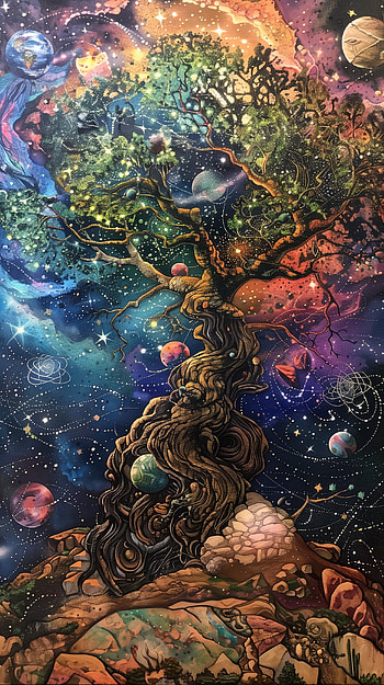 Cosmic Yggdrasil Tree , Yggdrasil HD phone wallpaper