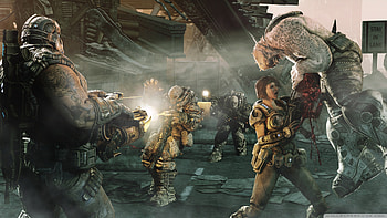 Situation of Do or Alive, fighting, enemy, fight, microsoft, , gear of war, wide, machine gun, demon, thriller, death, adventure, action, video game, killer, weapon, fire HD wallpaper