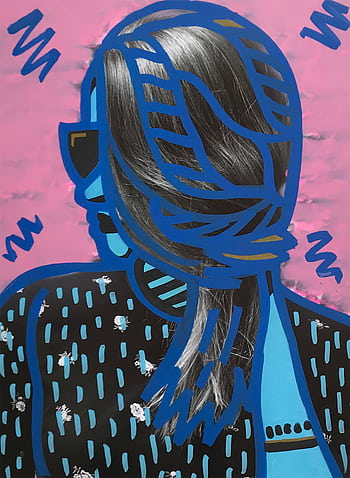 Colorful pop art inspired portrait featuring abstract graphic design elements over a painted figure. HD phone wallpaper