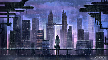 Alone Girl In Rain, artist, artwork, artstation HD wallpaper