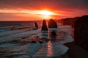 The Twelve Apostles Coastline Rock Sunset , sunset, rocks, nature HD wallpaper