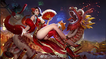 Fantasy girl, fantasy, fmmcat, red, dragon, girl, fmm cat, frumusete, gorgeous, superb, hand fan HD wallpaper