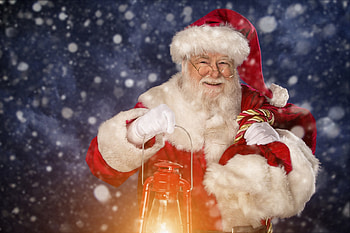 Santa, white, craciun, old man, christmas, red, lantern HD wallpaper