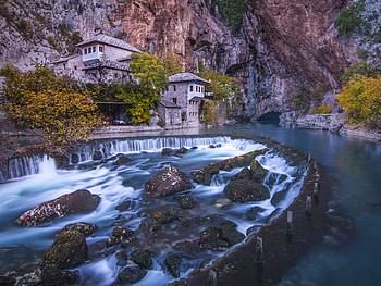 Blagaj tekija, Beautiful monastery, Buna river, Mostar HD wallpaper