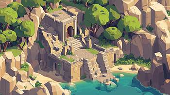 Isometric Temple: Serene for Tranquil Spaces, isometric, temple HD wallpaper