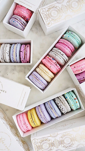 Colorful macaron delights, Vibrant dessert palette, Delicious sweet treats, Rainbow of flavors HD phone wallpaper