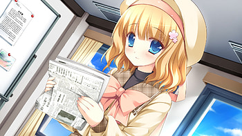 Anime, cute, blond, blue eyes, newpaper HD wallpaper