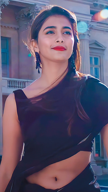 Pooja hegde, multilingual actress, navel show HD phone wallpaper