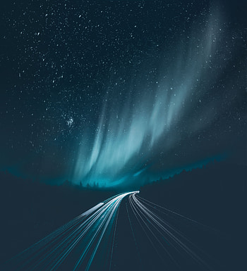 Nature, Shine, Light, Road, Turn, Starry Sky HD phone wallpaper