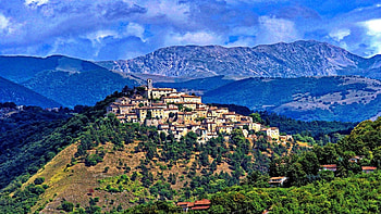 Labro_Italy, town, colors, monument, houses, ancient, Italia, ruins, medieval, trees, castle, mountains, hills, architecture, Italy, grass, panorama, landscapes, old, green, antique, building, view, street, clouds, sky, forest, village HD wallpaper