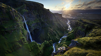 Falls, landscape, nature, water HD wallpaper