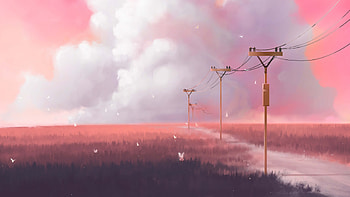Country Road, artist, artwork, digital-art, pink HD wallpaper