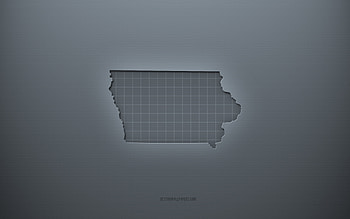 Iowa map, gray creative background, Iowa, USA, gray paper texture, American states, Iowa map silhouette, map of Iowa, gray background, Iowa 3d map HD wallpaper