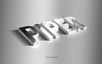 Piper, silver 3d art, gray background, with names, Piper name, Piper greeting card, 3d art, with Piper name HD wallpaper