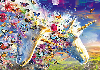 unicorns, unicorn, butterfly, fantasy, abstract HD wallpaper