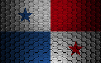 Panama flag, 3d hexagons texture, Panama, 3d texture, Panama 3d flag, metal texture, flag of Panama HD wallpaper