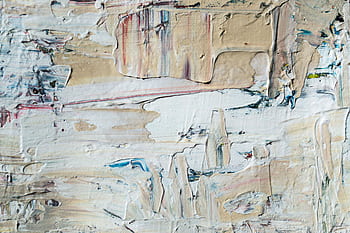 Close-up of textured abstract painting with layered acrylic paint in neutral tones. HD wallpaper