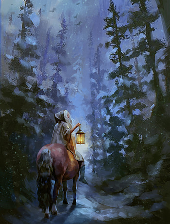Art, Snow, Horse, Traveler, Wayfarer HD phone wallpaper