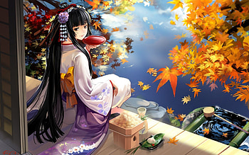 Anime, Girl, Kimono, Geisha HD wallpaper