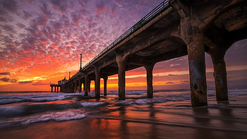 Pier Sunset, Nature, Sunset, Pier, ocean HD wallpaper