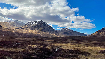 Scottish Highlands, clouds, landscape, hills, sky, trees HD wallpaper