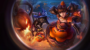 Halloween, cat, girl, orange, witch, fantasy, pisici, pumpkin, luminos, hat, rodrigo ramos HD wallpaper