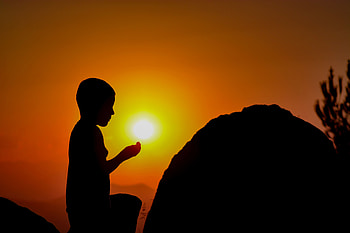 Dark, Silhouette, Child, Prayer HD wallpaper