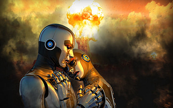 Robots, 3D, Explosion, Embrace, Rendering HD wallpaper