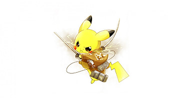 attack of the titans, pokemon, pikachu, art HD wallpaper