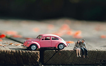 Newly Weds, Car, Married, Couple, Miniature, Pink, Newley HD wallpaper