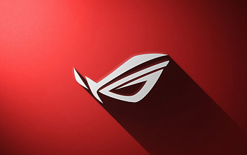 Rog white logo, , red backgrounds, Republic Of Gamers, creative, Rog minimalism, Rog logo, Republic Of Gamers logo, Rog HD wallpaper