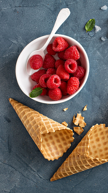 Raspberry waffle, Fresh fruit, Sweet cravings, Burst of flavor HD phone wallpaper