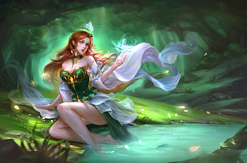 Fantasy girl, frumusete, fruda, art, fantasy, green, yasuo, girl, water HD wallpaper
