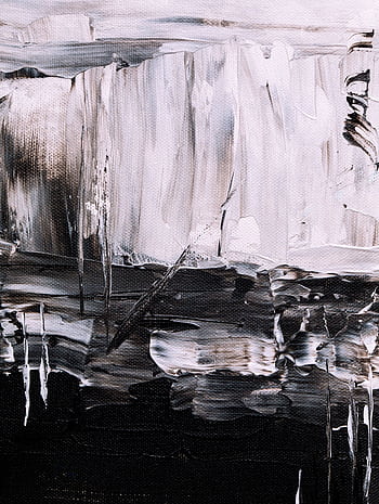 Bold and expressive abstract painting in monochrome tones with fluid patterns. HD phone wallpaper