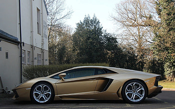 Lamborghini, Gold, Cars, Golden, Profile, Disks, Drives, Aventador HD wallpaper