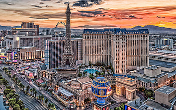 Las Vegas night, Eiffel Tower, Cityscape, High-quality HD wallpaper