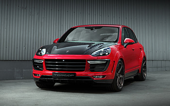Porsche Cayenne Vantage, TopCar, front view, red Cayenne, Cayenne tuning, German cars, Porsche HD wallpaper