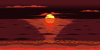 Red Dark Pixel Art Sunset , minimalist, minimalism, sunset, artist, artwork, digital-art HD wallpaper
