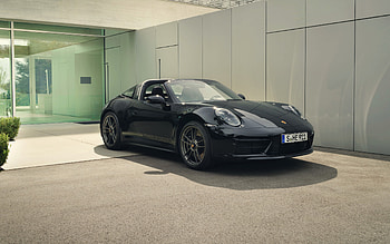 2022, Porsche 911 Targa 4 GTS, 50th Anniversary Edition, , front view, black coupe, black Porsche 911, german sports cars, Porsche HD wallpaper
