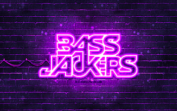 Bassjackers violet logo, , superstars, dutch DJs, violet brickwall, Bassjackers logo, Marlon Flohr, Ralph van Hilst, Bassjackers, music stars, Bassjackers neon logo HD wallpaper