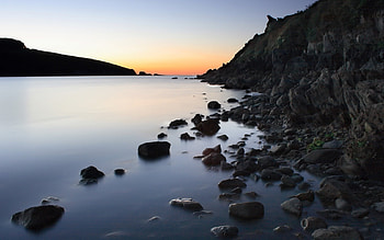 Landscape, Stones, Sea HD wallpaper
