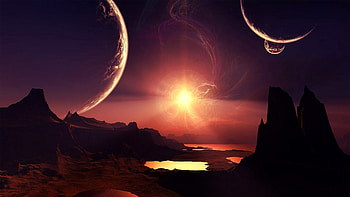 Preview sunset, sky, pink, mountains, dark HD wallpaper