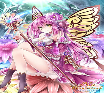 Pink Butterfly, wings, pink, cg, butterfly, game, cute, girl, long hair HD wallpaper